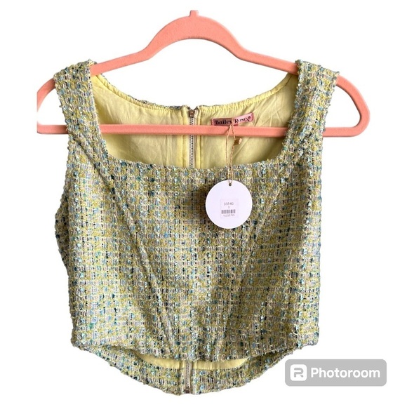 Bailey Rose Tops - BRAND NEW Bailey Rose tweed crop top in green size Small